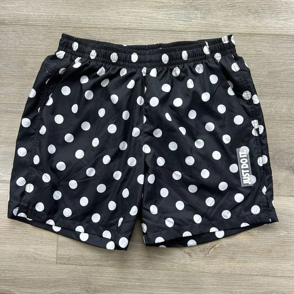 NWT NIKE Sportswear Medium JDI Do It White Polka Dot Woven 6